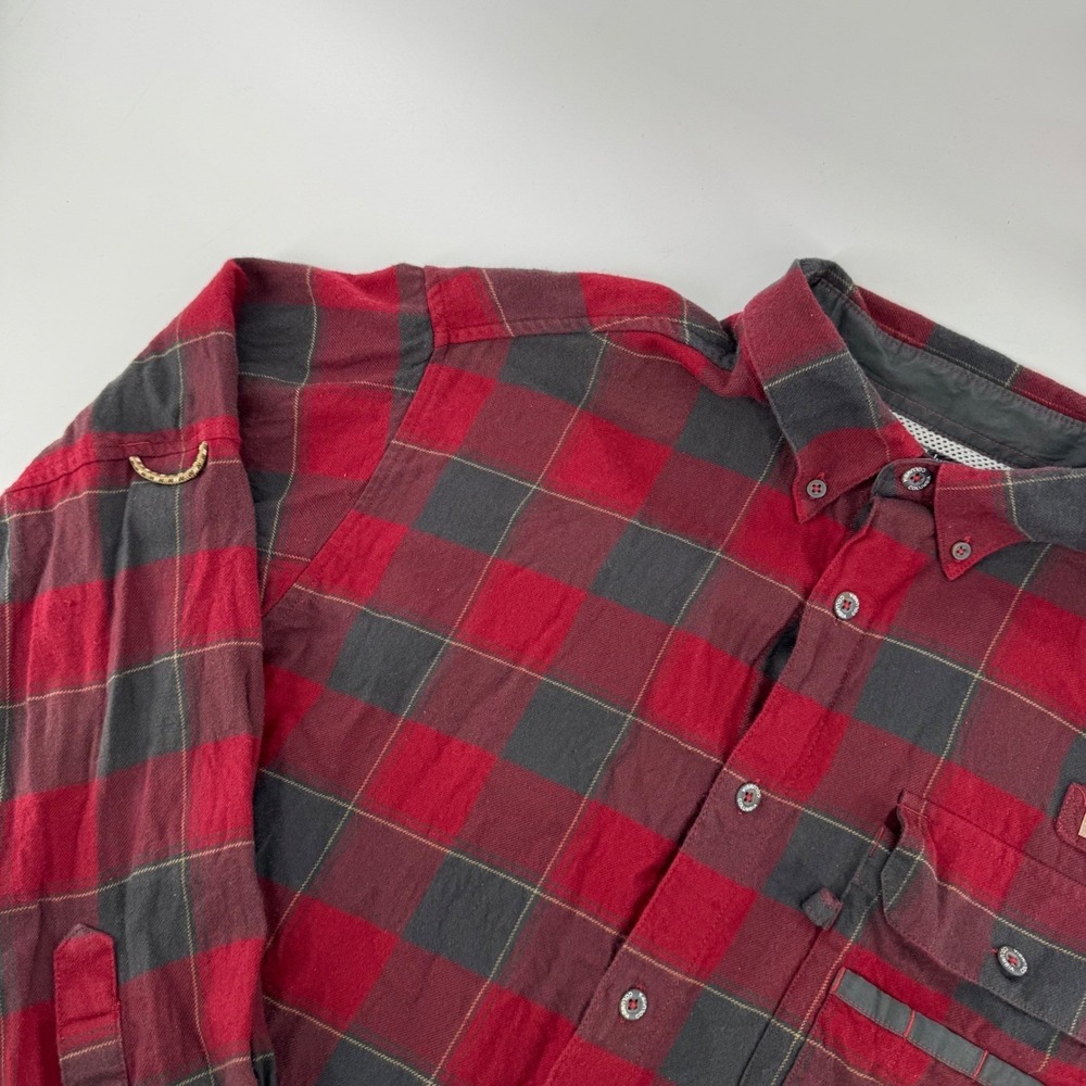 Columbia Men's Outdoor Sharptail Flannel Long Sleeve‎ Red Jasper Chunky Check LG